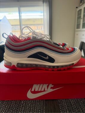 Nike Air Max 97 White/Red/Navy Running Shoes